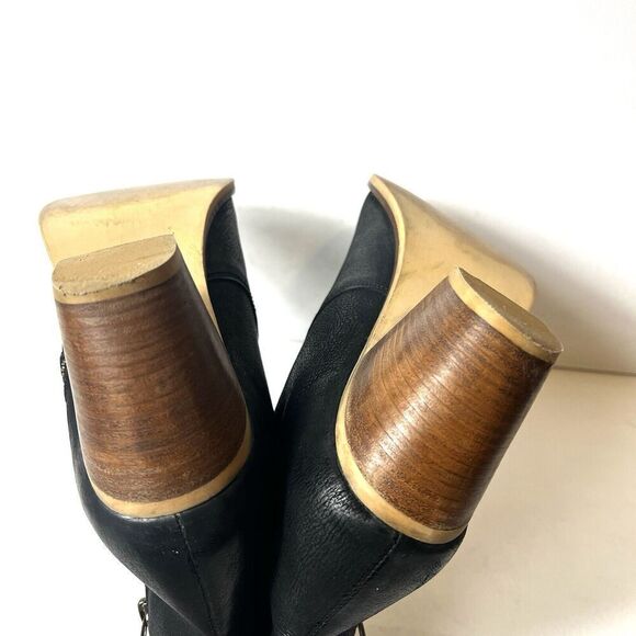 Urban Outfitters Ankle Heel Bootie Womens 10 Black Leather Zip Up Comfort Casual - Picture 7 of 10